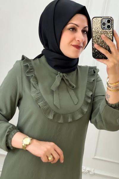 6204 Önü Fırfırlı Takım Haki Haki