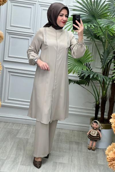 6304 Tunik Takım Taş Rengi