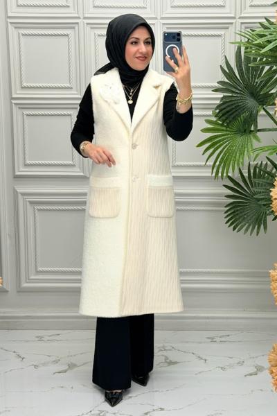 7003  Yelek  Ekru
