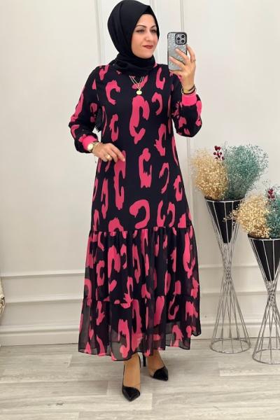 7006 Güzide Elbise Fuşya