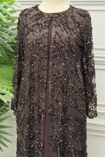 7015 Elbise Kahverengi