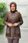 7039 Tunik Takım  Kahverengi