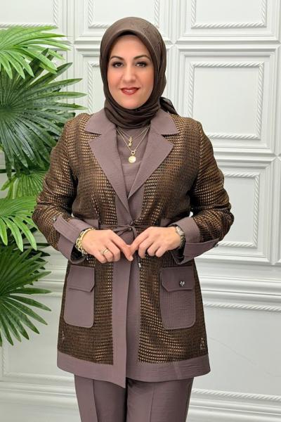 7039 Tunik Takım  Kahverengi