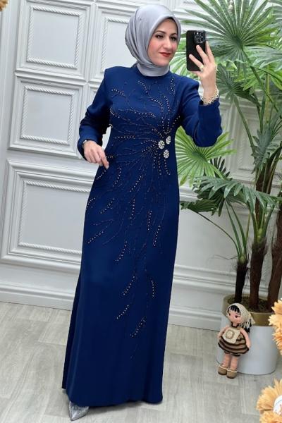 7160 Elbise İndigo