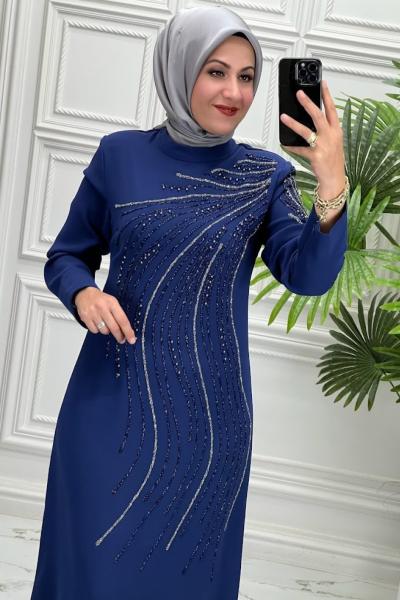 7169 Elbise  İndigo