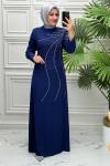 7169 Elbise  İndigo