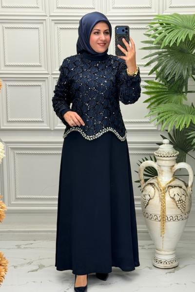 7184 Elbise Lacivert