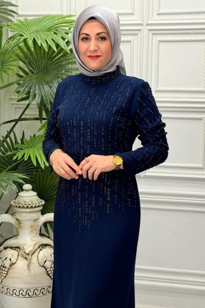 7223 Elbise Lacivert