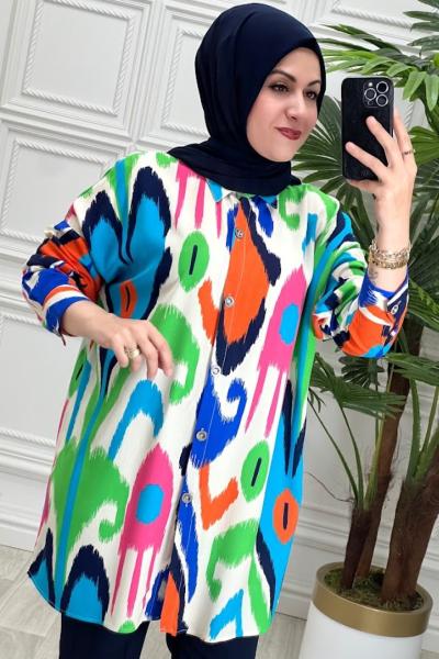 7272 Tunik Ekru Çizgili