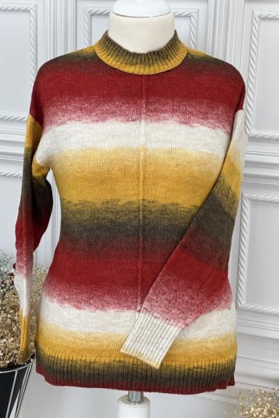 7447İPT Batik Kazak Bordo Bordo