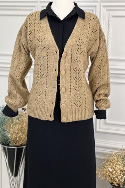 7698 Kısa Hırka Kahverengi Kahverengi