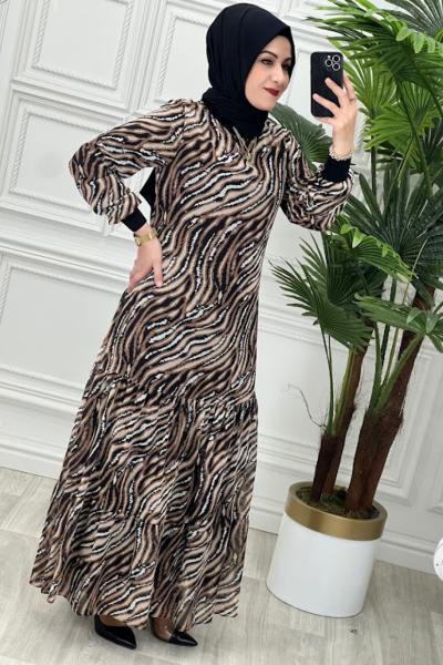 7874 Sumru Elbise  Taş Rengi