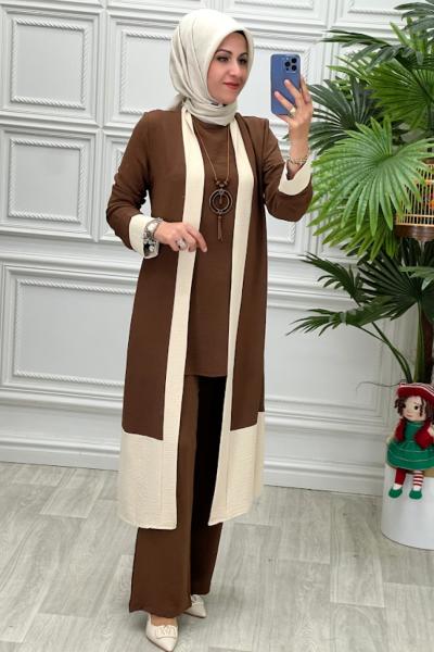 7930 Üçlü Takım Kahverengi