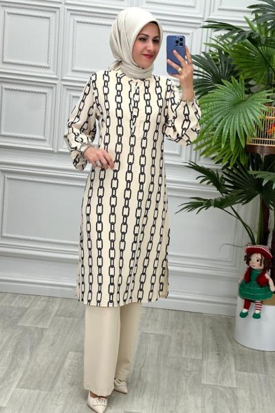 7976 Tunik Takım Taş Rengi