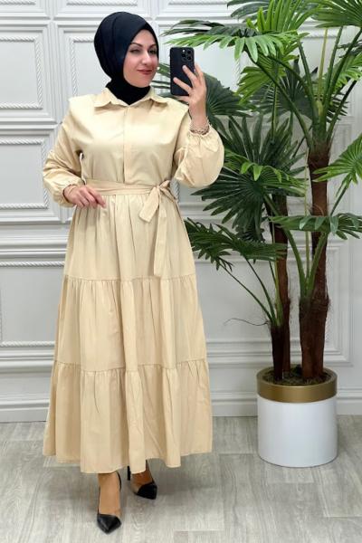 8012 Leyla Elbise Taş Rengi