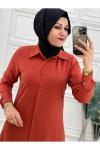 8108 Krep Tunik Kiremit Kiremit