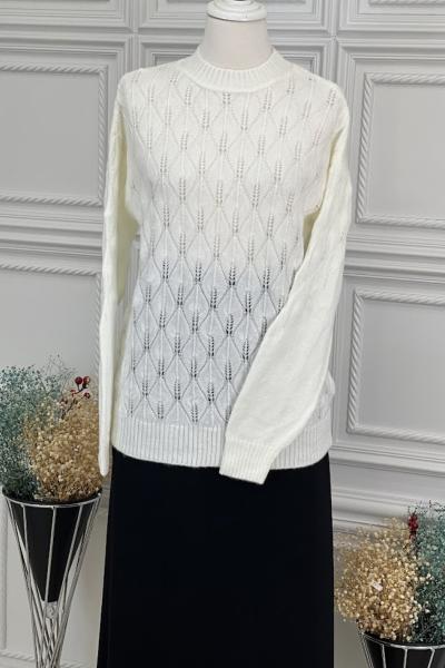 8116 Kısa Kazak Krem Krem