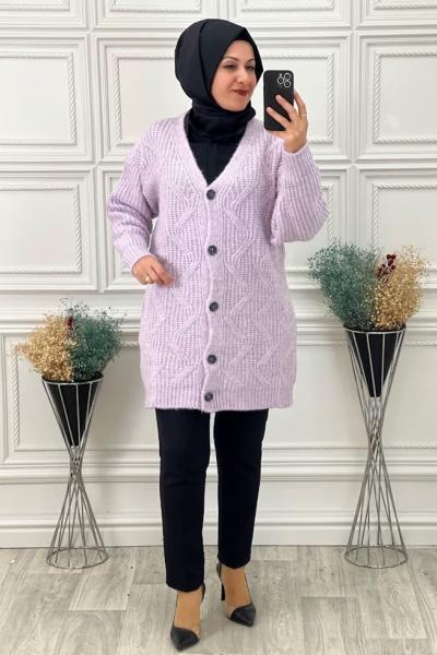 8124 Zikzak Desenli Hırka Lila Lila