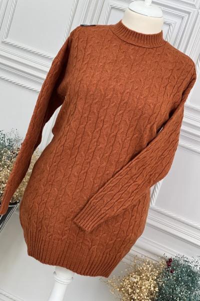 8136 Burgu Desen Tunik Kiremit Kiremit