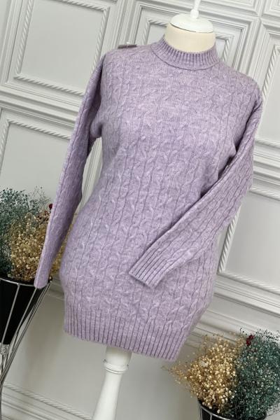 8136 Burgu Desen Tunik Lila Lila
