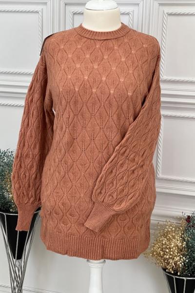 8166 Baklava Desen Triko Tunik Soğan Soğan