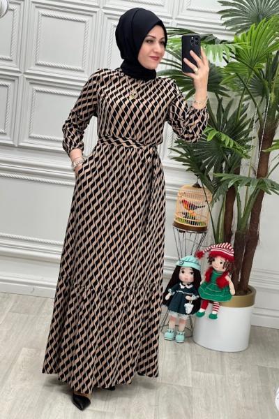 819 Elbise Kahverengi