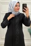 8223 Taşlı Ferace Siyah