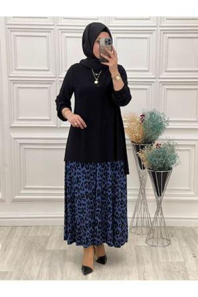 829 Leopar Etekli Takım İndigo Diğer