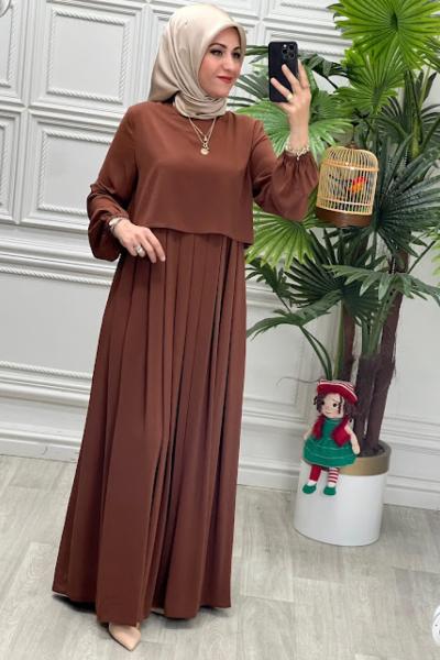 8610 Elbise Kahverengi