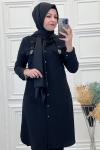 8611 Ön Cepli Tunik Siyah Siyah