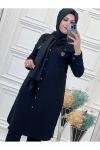 8611 Ön Cepli Tunik Siyah Diğer