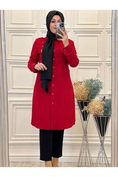 8611 Ön Cepli Tunik Kırmızı Diğer