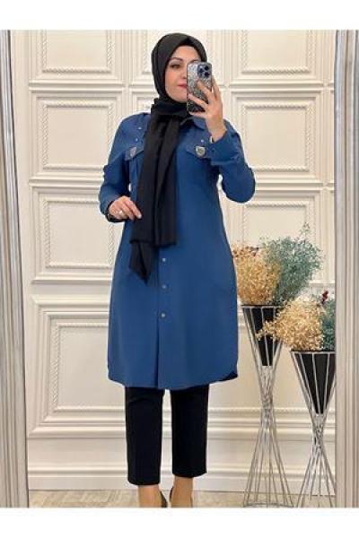 8611 Ön Cepli Tunik İndigo Diğer
