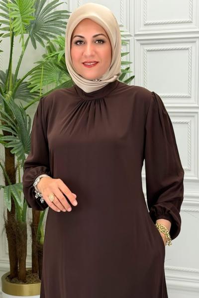 8620 Elbise Kahverengi