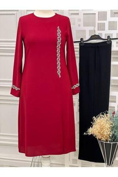 8661 Pantolonlu Takım Kırmızı Diğer