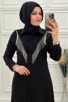 8668 Ön Kısım Zincirli Tunik Siyah Siyah
