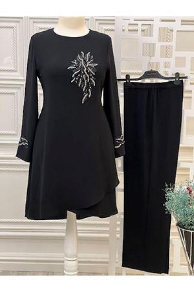 8679 Önü Taşlı Takım Siyah Diğer