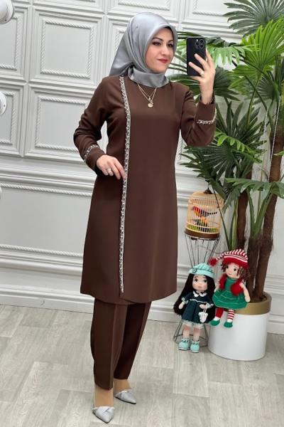 871 Tunik Takım Kahverengi