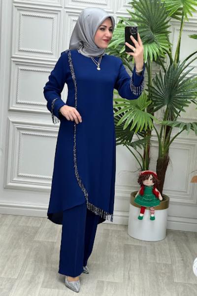 8832 Tunik Takım İndigo
