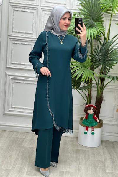 8832 Tunik Takım Zümrüt