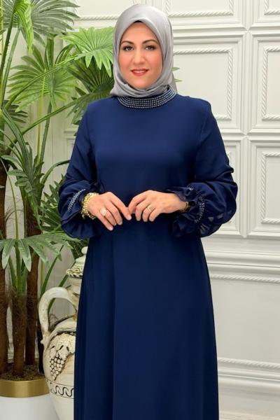 8883 Elbise Lacivert