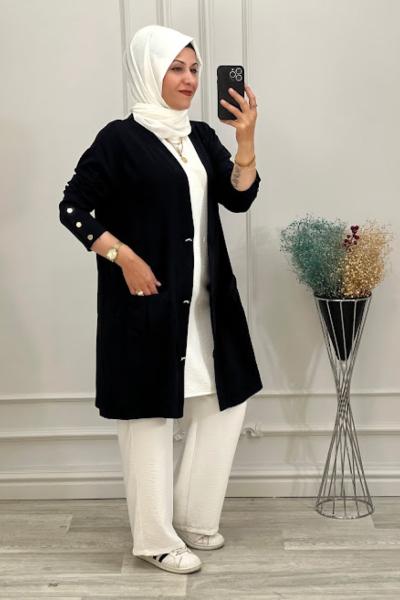 Düğmeli Ceket Siyah Siyah