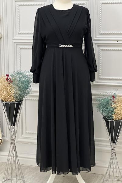 3646 Kardelen Abiye Siyah Siyah