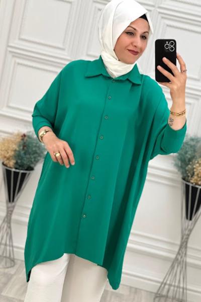Sade Gömlek Tunik Zümrüt Zümrüt