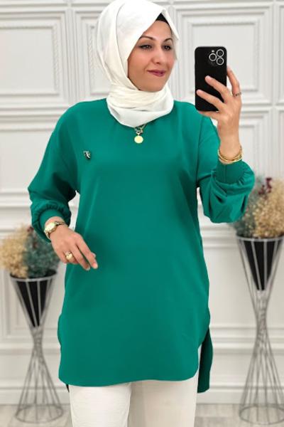 Yakası Armalı Tunik Zümrüt Zümrüt