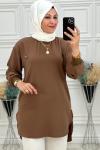 Yakası Armalı Tunik Kahve  Kahverengi