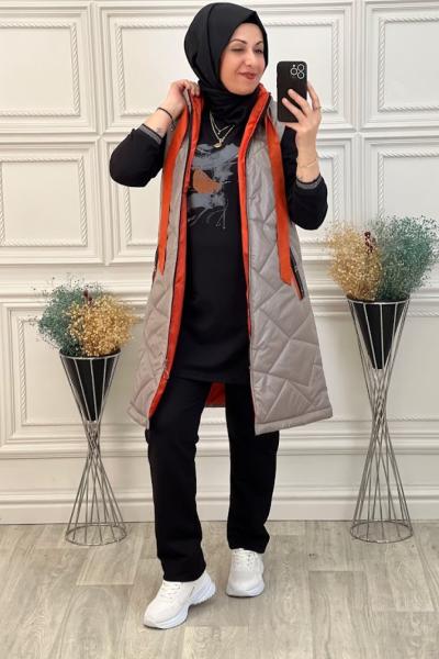 18655 Yelekli Üçlü Takım Vizon