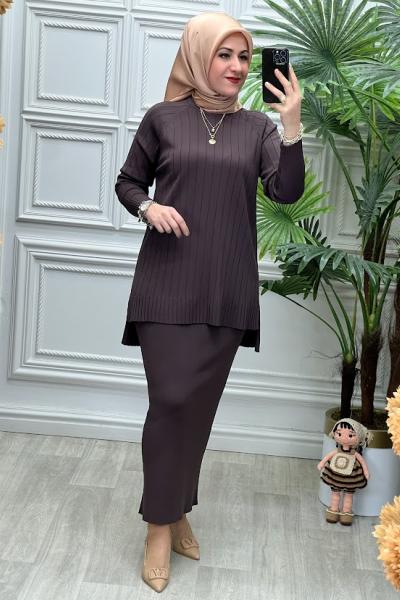 140286 Tunik Takım Kahverengi