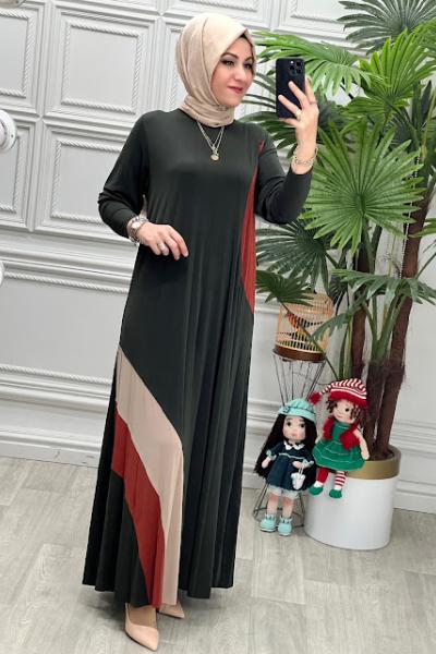 1675 Eflin Elbise Haki