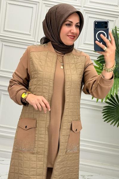 2031B Tunik Takım  Kahverengi
